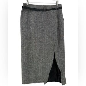 Sag Harbor Vintage 8P Pinup Wool Pencil Skirt Belt Adjustable Zipper Side Slit